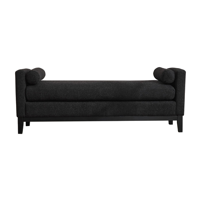 Upholstered End Of Bed Bench With Arms, 2 Bolsters For Bedroom - Black