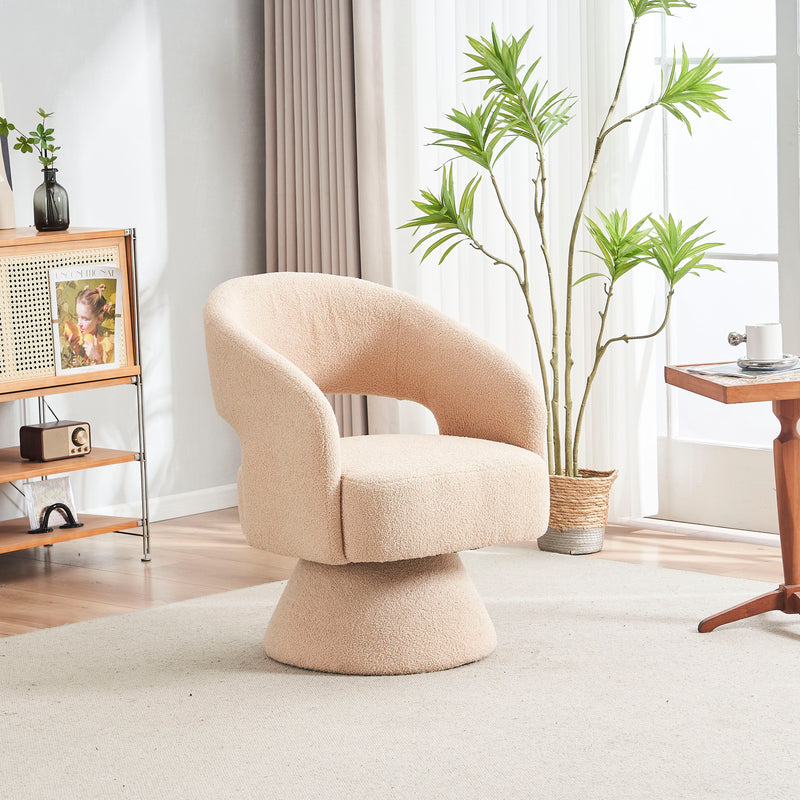Round Barrel Accent Chair Armchair With Smooth Swivel Base