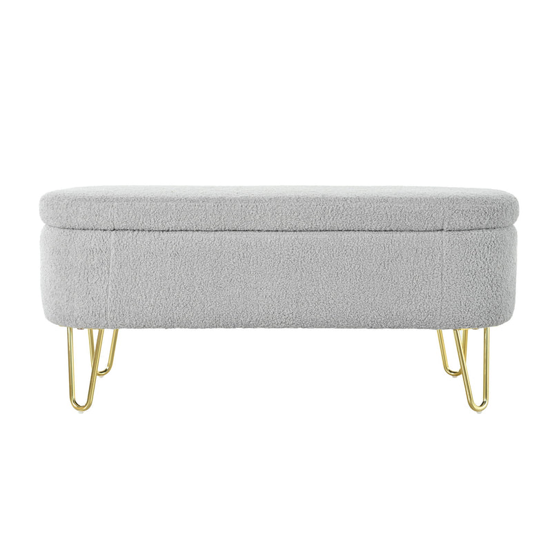 Upholstered Oval Storage Bench For Living Room