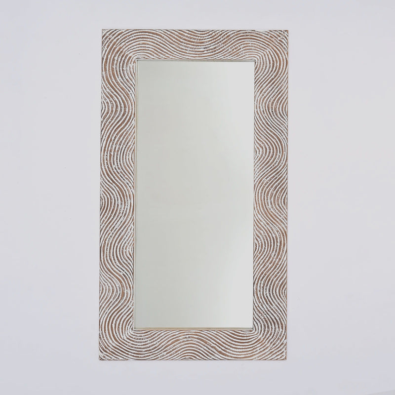 Handcarved Rectangle Mirror Accent With 3mm Glass - Antique White