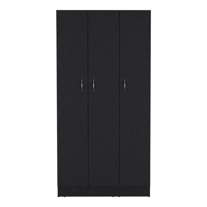 Wardrobe Armoire With 3 Doors And 2 Inner Drawers, 3 Doors - Black