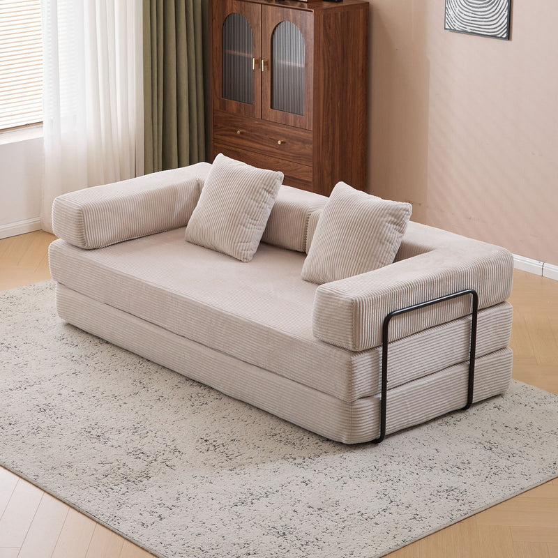 Floor Couch, Convertible Floor Sofa Bed With Pillow Back Support Armrest