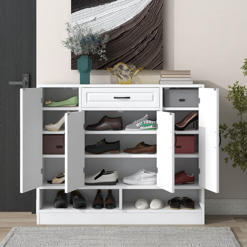 Sleek And Modern Shoe Cabinet With Adjustable Shelves, Space Saving Design