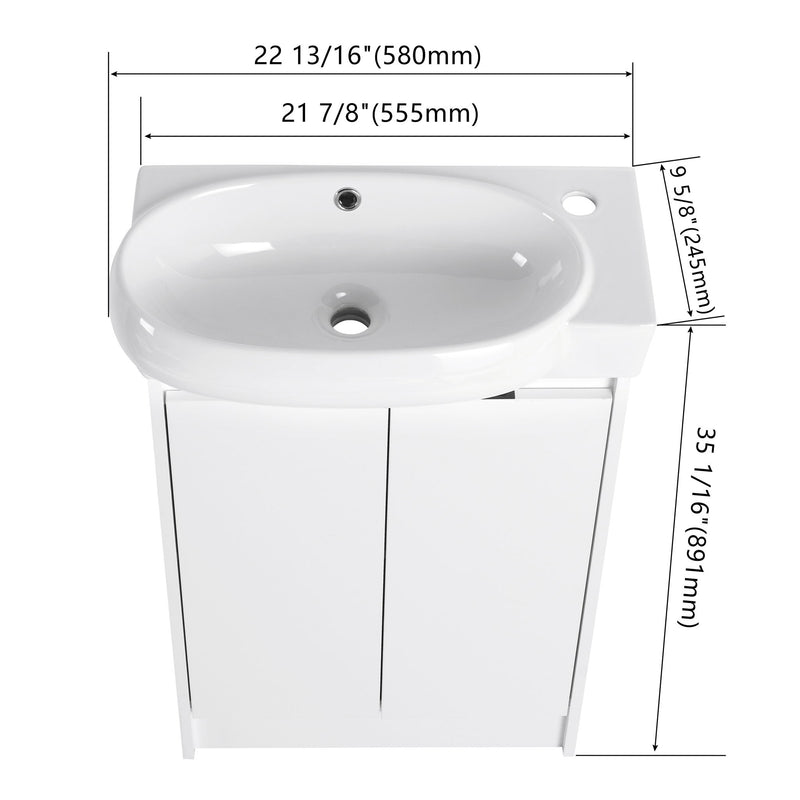 Freestanding Bathroom Vanity & Sink, Soft Close Doors