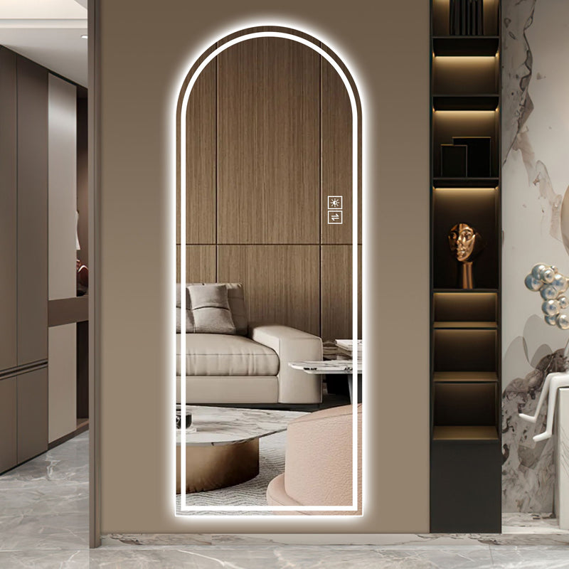 Arch Design LED Full Length Mirror, Dimmable, High Definition, Explosion Proof, 65" X 21" - Silver