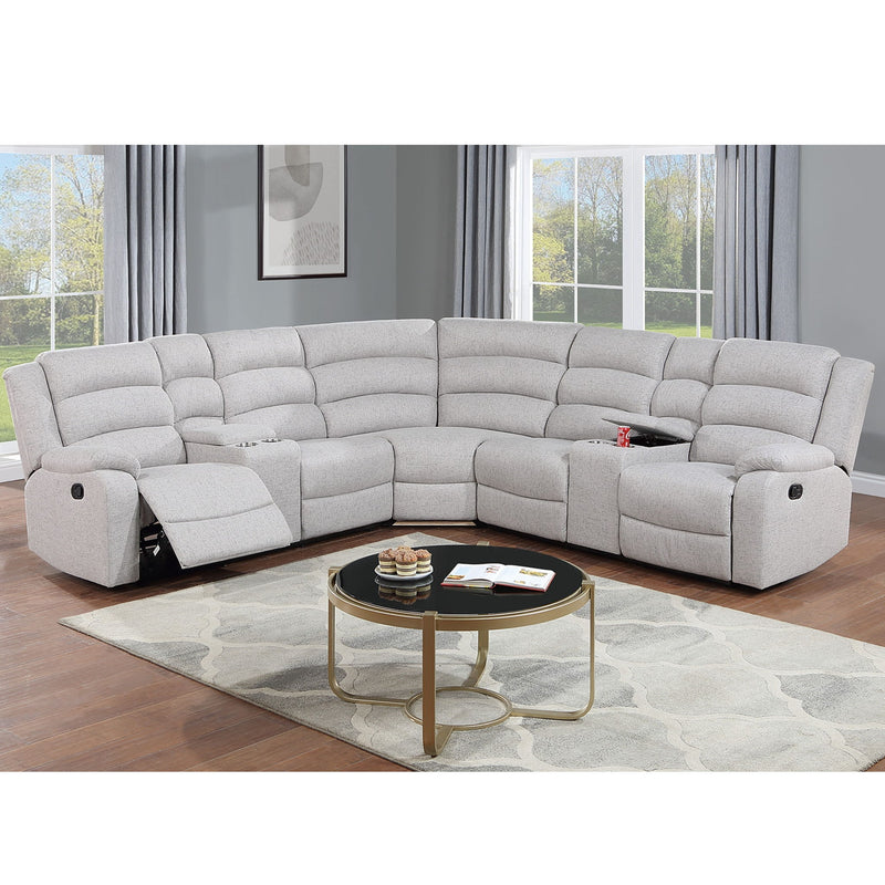 Manual Motion Reclining Loveseat 3 Piece Sectional Set With Console Storage And Cup Holders