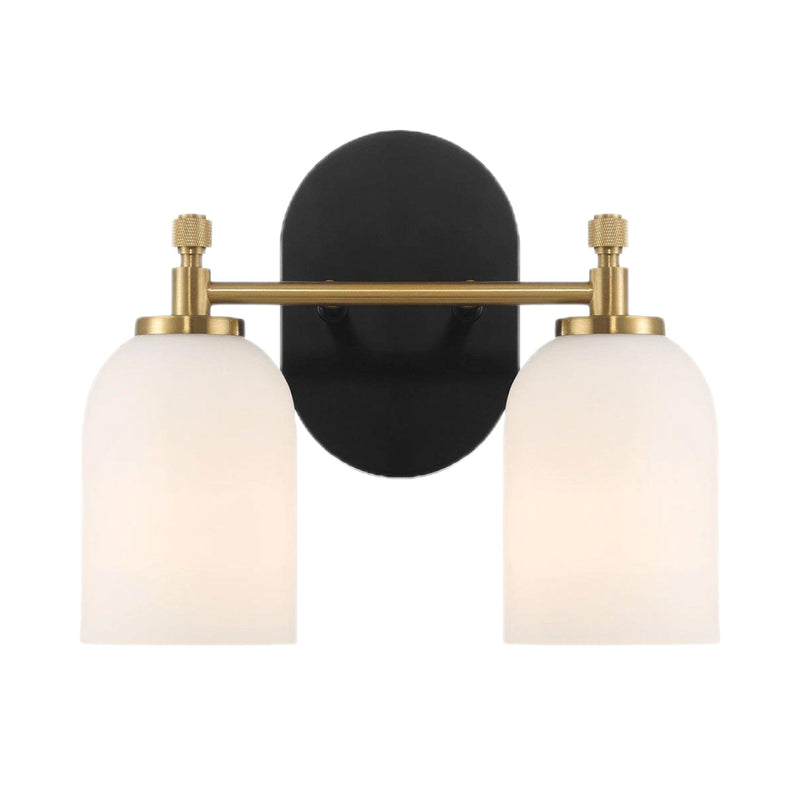 Vortex - 2 Lights Vanity In Style For Over Bathroom Mirror Wall Sconce - Black / Gold / White