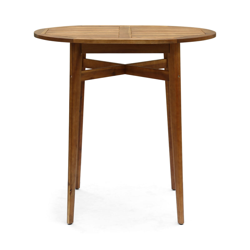 Outdoor Acacia Wood Bar Table With Slat Top