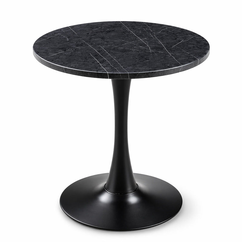 Round Dining Table With Faux Marble Top And Metal Pedestal +, 23.6" Diameter For Kitchen, Living Room, Small Spaces
