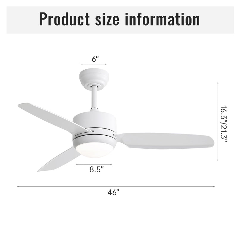46" New Design Ceiling Fan With Lights 3 ABS Blades 6-Speed Dc Motor