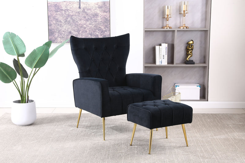 Modern Accent Chair With Ottoman, Comfy Armchair For Living Room