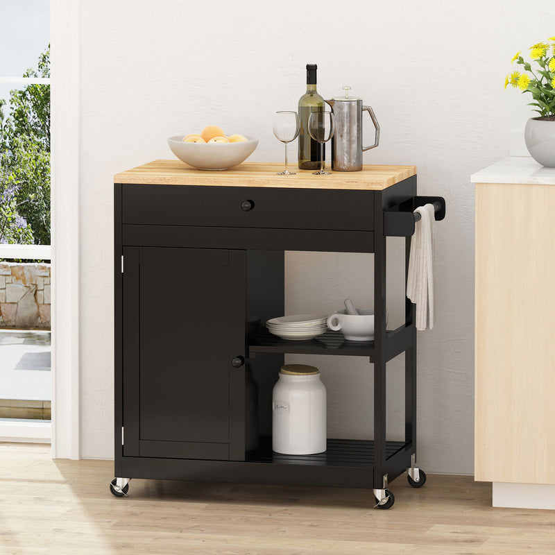 Lanier - Kitchen Cart With Wheels - Black