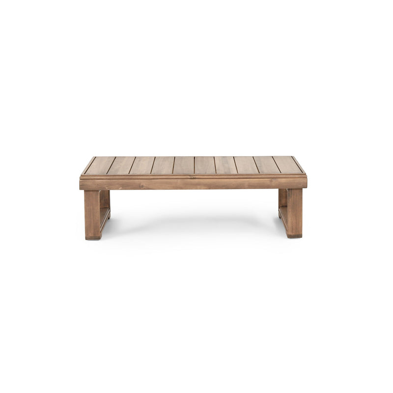 Outdoor Coffee Table With Slat Design And Sled Base - Brown