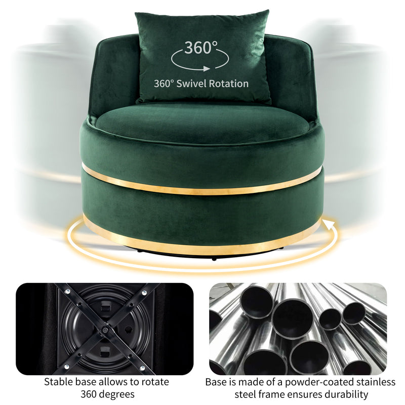 360 Degree Swivel Over Sized Upholstered Barrel Chair