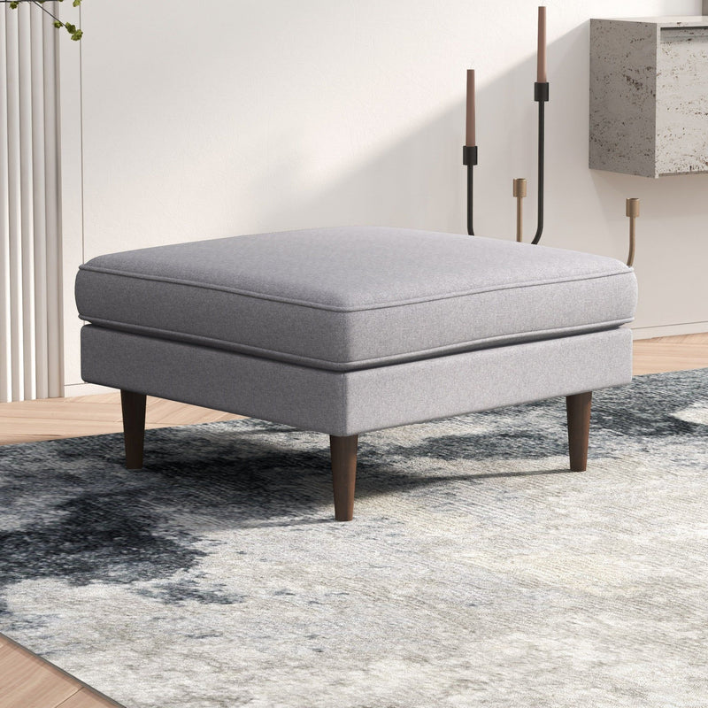 Amber - Square Upholstered Ottoman Linen