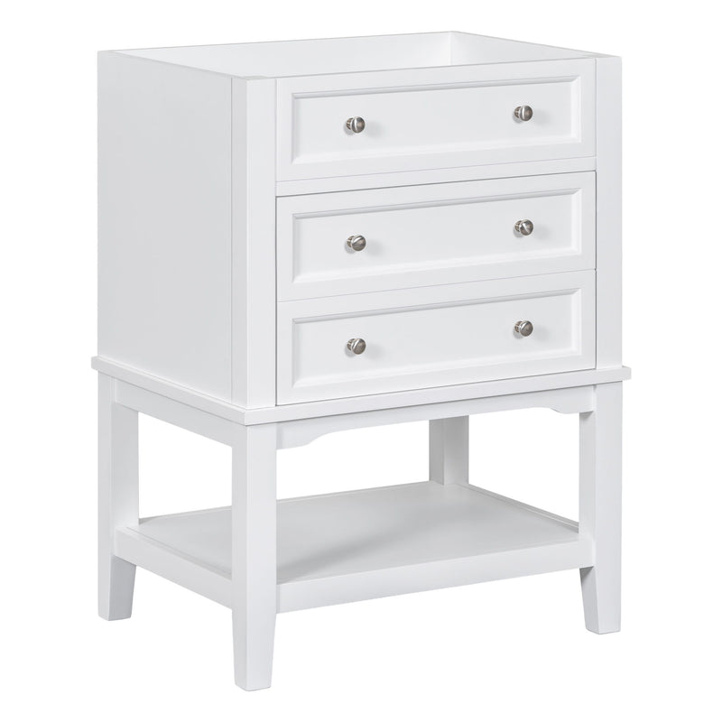 24" Bathroom Vanity Without Sink, Base Only, Storage Cabinet With Drawer And Open Shelf - White