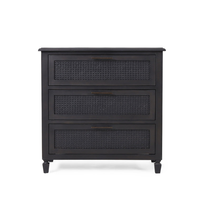 Newell - Cane 3 Drawer Dresser - Dark Gray