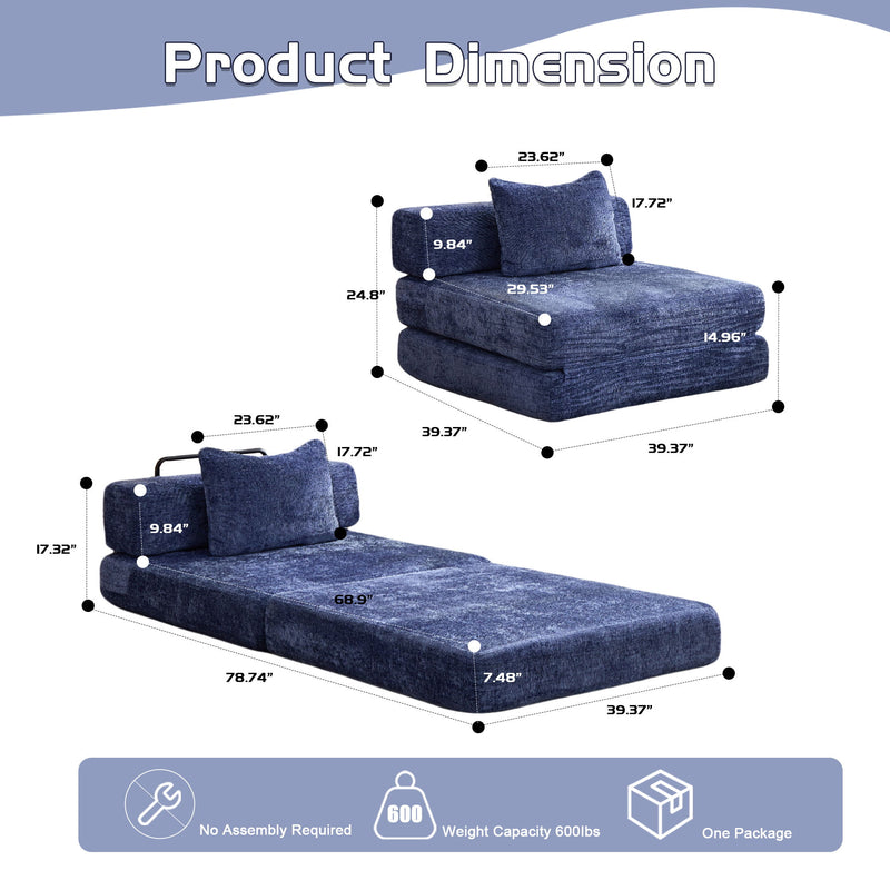 Convertible Floor Sofa Bed With Fixed Shape Frame For Living Room