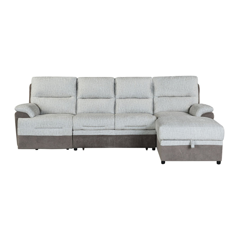 Kia - Sectional With Power And USB - Beige / Brown