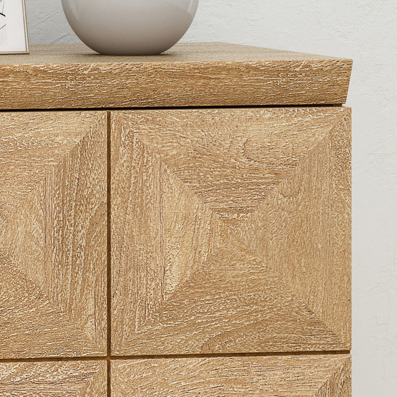 Boho Handcrafted Mango Wood Storage Cabinet With Iron Legs - Sandblasted Oak