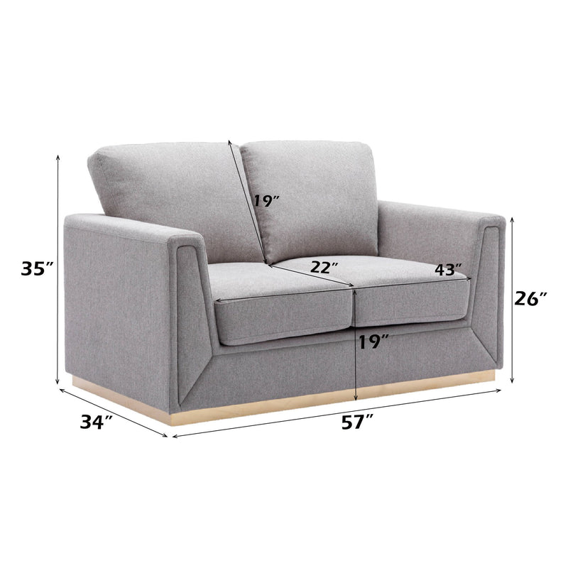 Valin - 3 Piece Living Room Set Meeting Room And Small Apartment Sofa Loveseat Chair - Gray