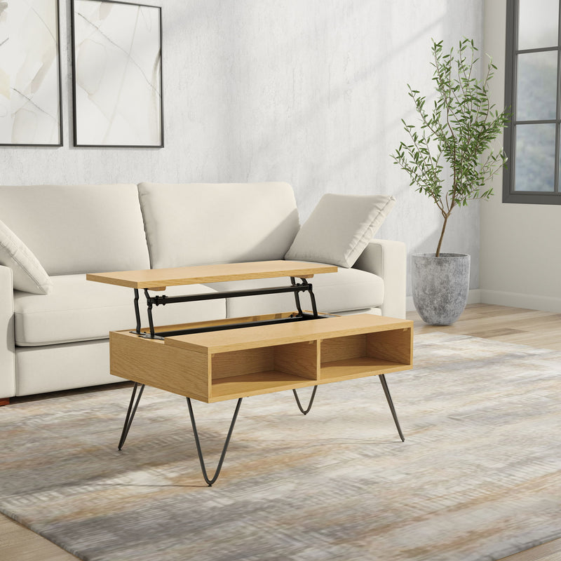 Hunter - Lift Top Coffee With Hidden Storage - Oak
