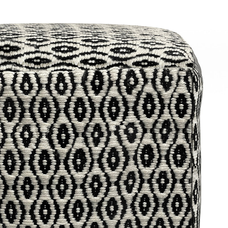 Kiana - Square Outdoor / Indoor Pouf - Black / White