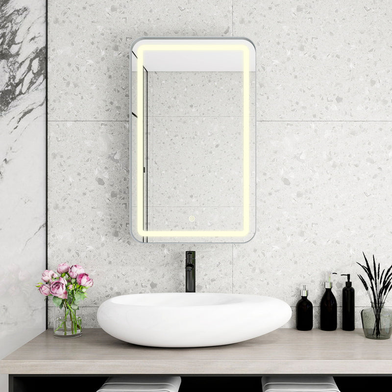 Rectangle Medicine Cabinet Mirror Bathroom Mirror With Storage Wall Mounted Medicine Mirror Cabinet With LED - Sliver