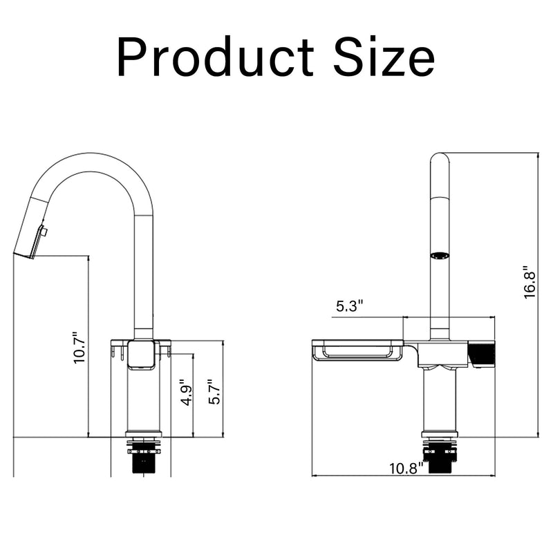 Cincosky - High Arc Pull Down Kitchen Faucet, Single Hole