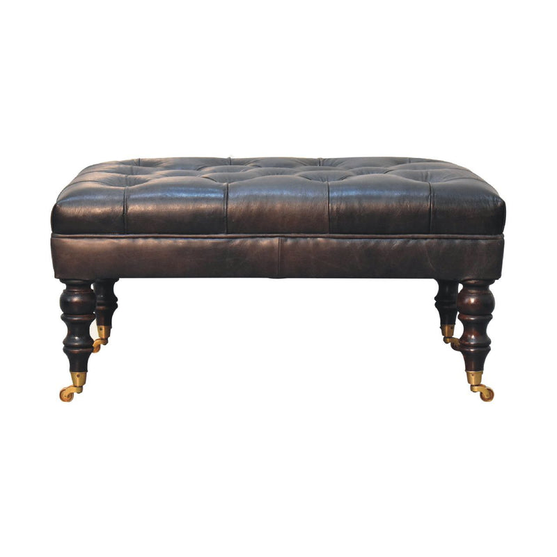 Buffalo - Leather Ottoman With Castor Legs