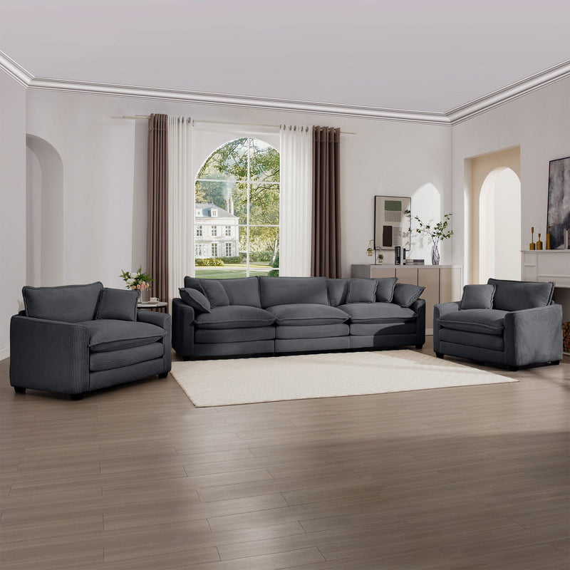 Elegant Corduroy Oversized Sectional Sofa Set With Deep Seats And Flexible Layout