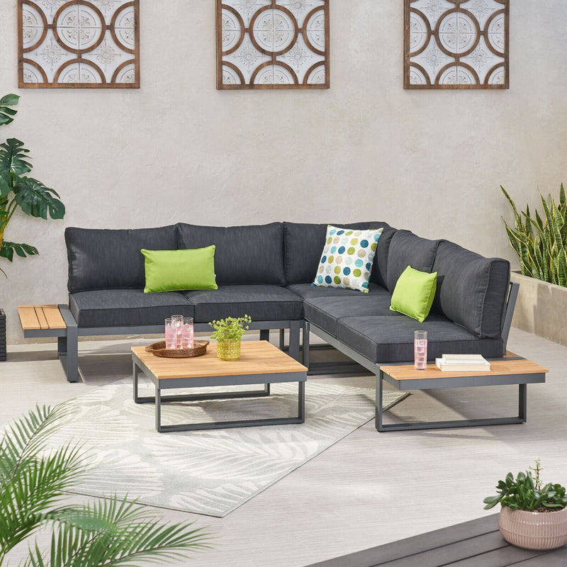 Sterling - Outdoor V Shaped 5 Seater Sofa Set With Cushions