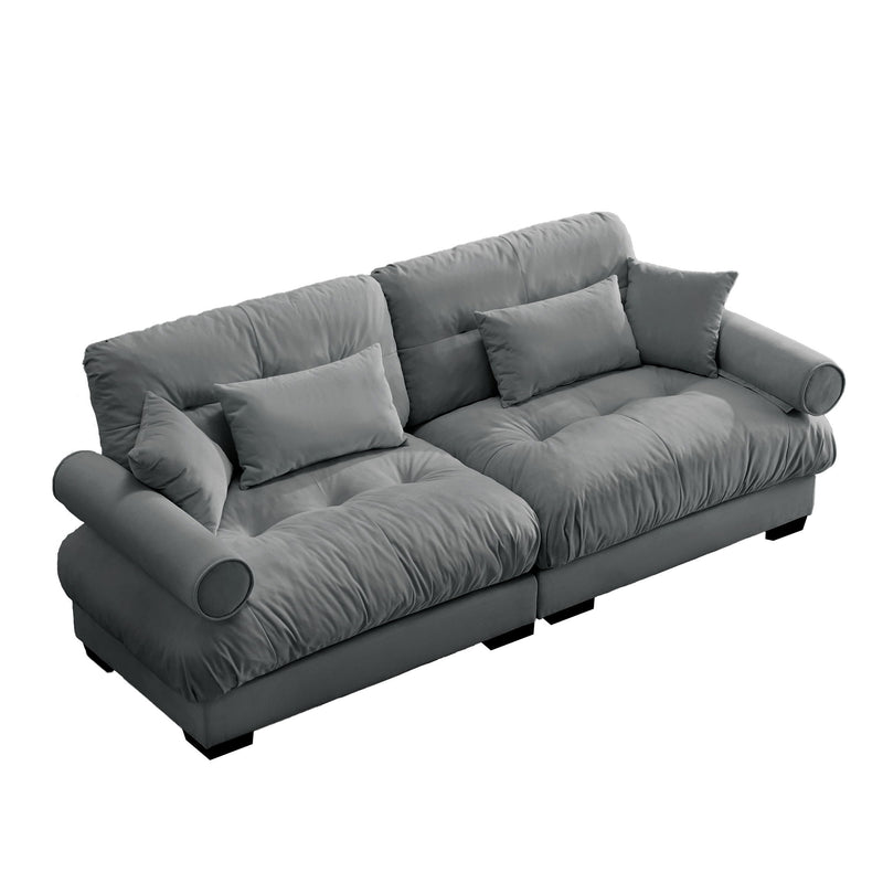 Modern Oversize Sofa With Cloud Like Comfort, Featuring Waist And Throw Pillows
