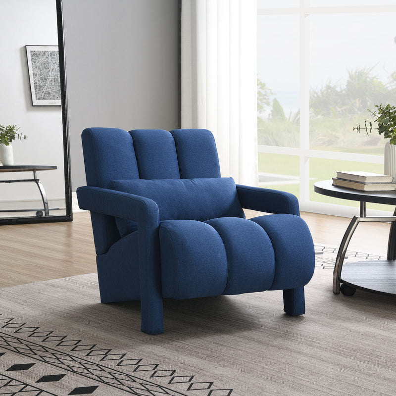 Modern Upholstered Accent Chair, Comfortable Linen Fabric With A Pillow For Living Room