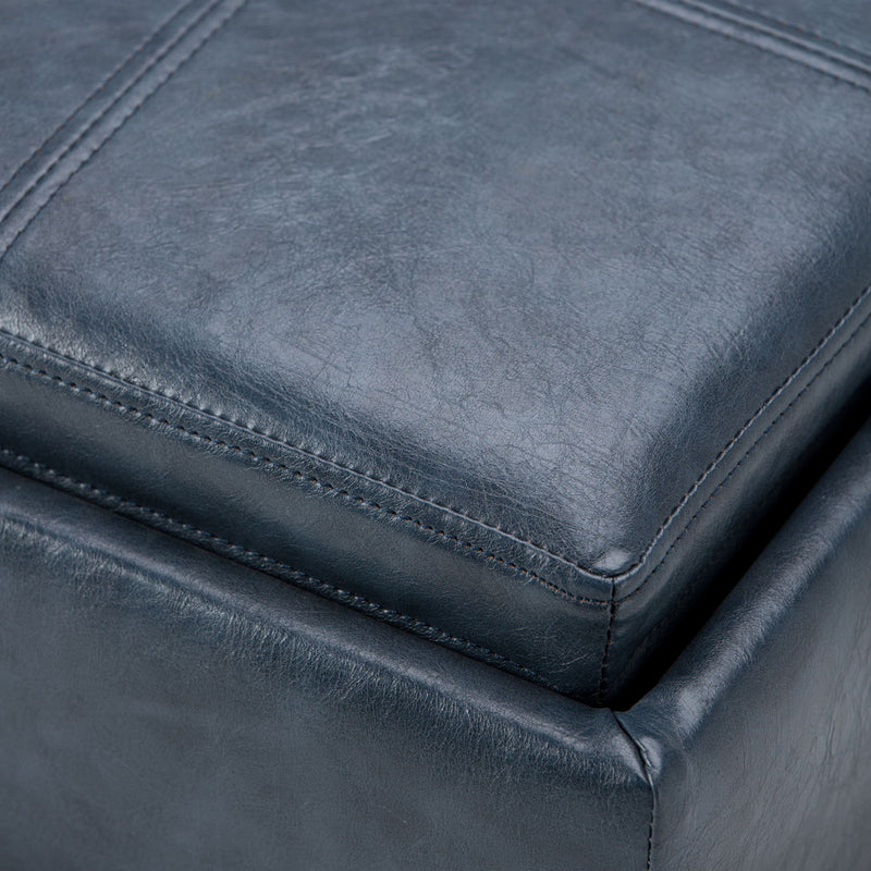 Rockwood - Upholstered Cube Storage Ottoman With Tray