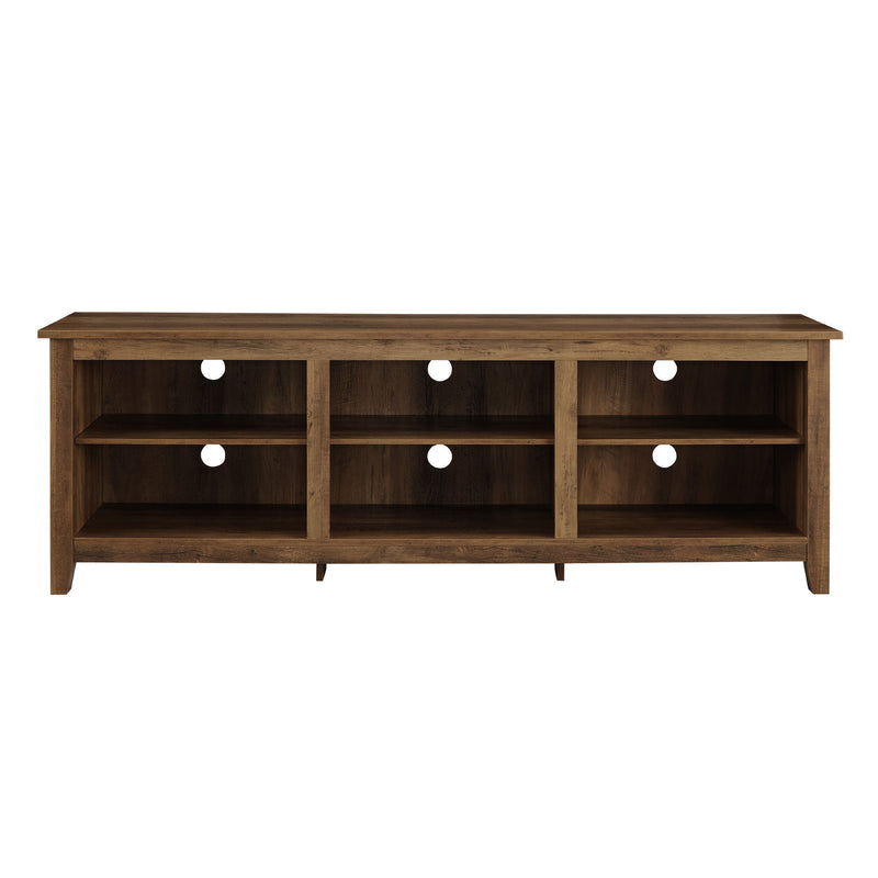 Modern 3 Shelf Open Storage 70" TV Stand For 80" TVs - Rustic Oak