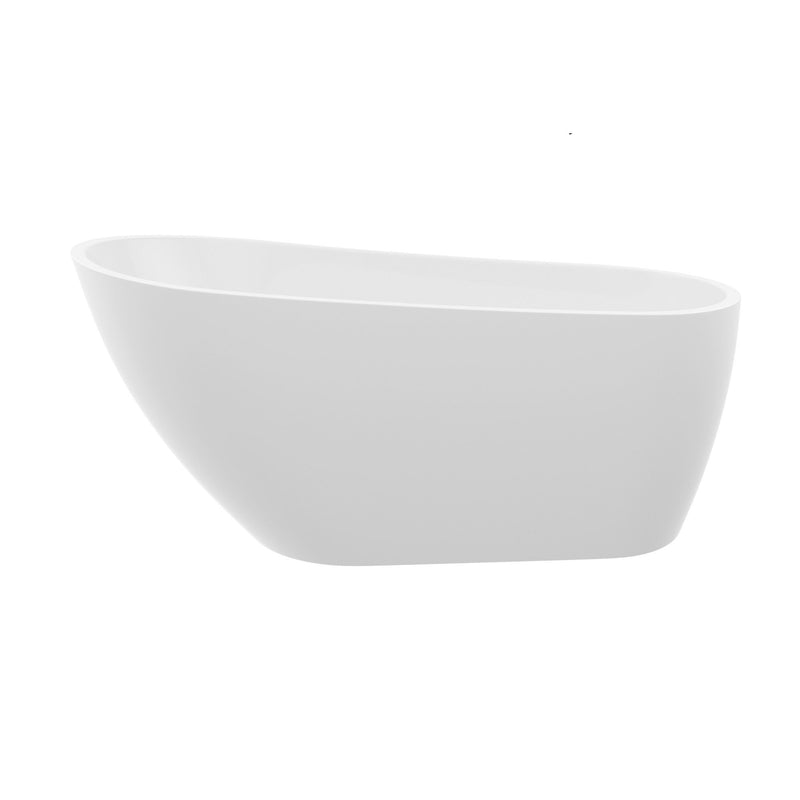 Contemporary Glossy Freestanding Bathtub With Chrome Overflow And Drain