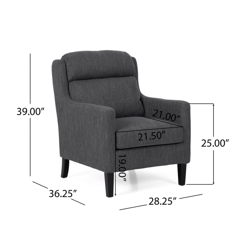 Contemporary Club Chair With Upholstered Fabric And Rubberwood Legs