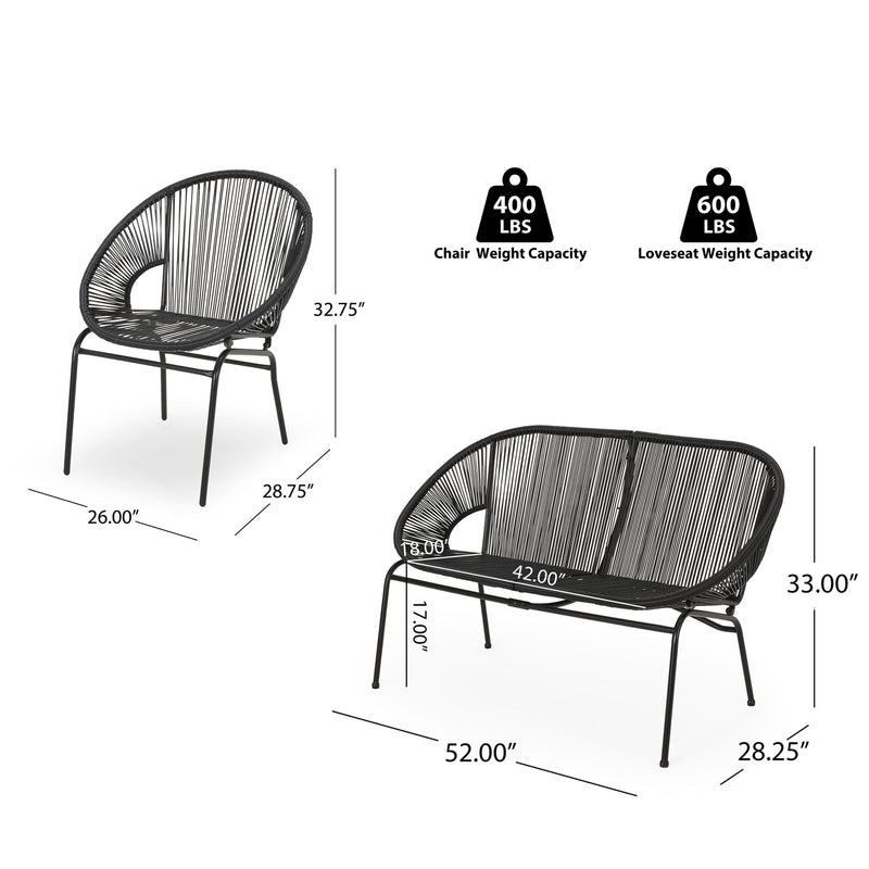 Nusa - Outdoor Patio 3 Piece Chat Set
