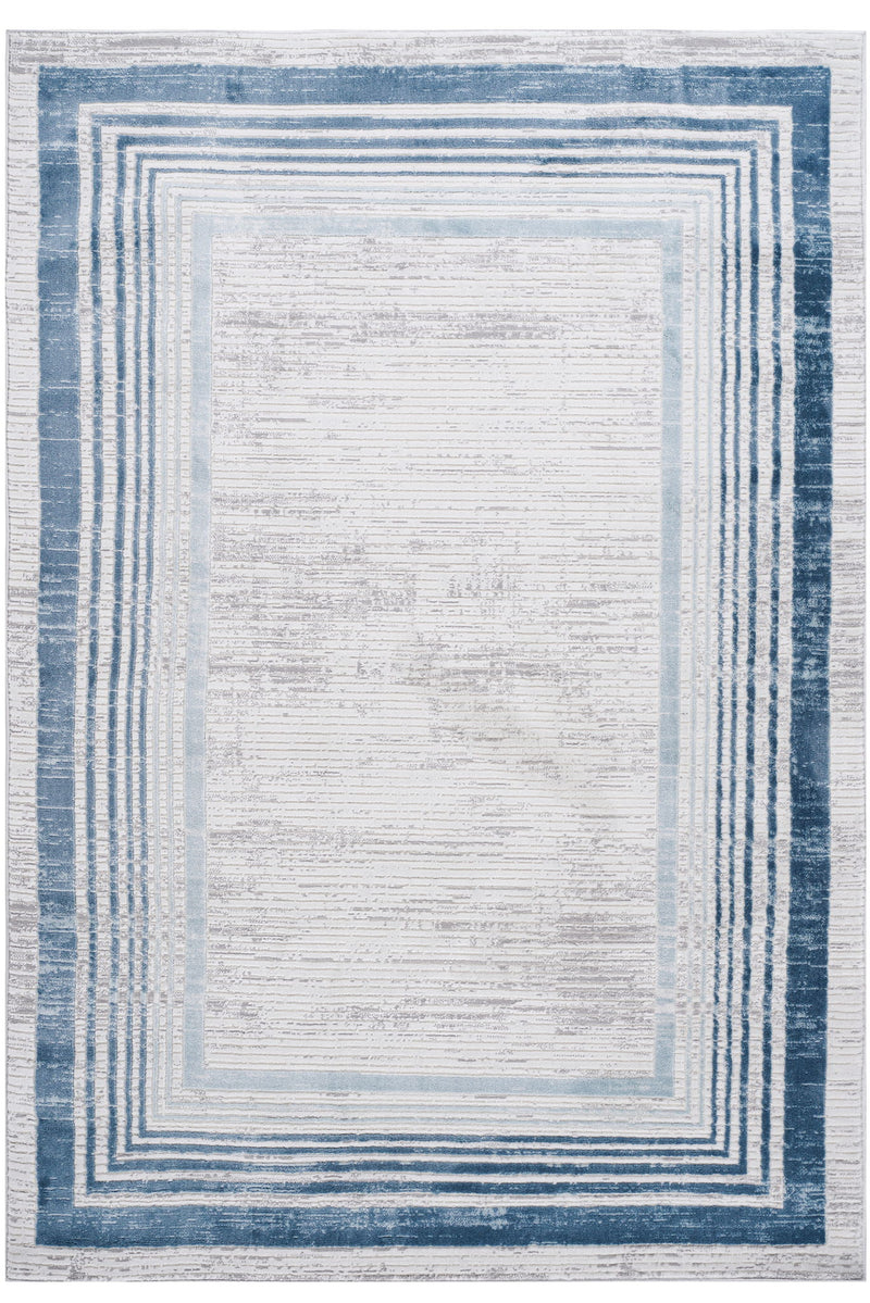 Marfi - 8' X 10' Bordered Area Rug - Blue / Ivory