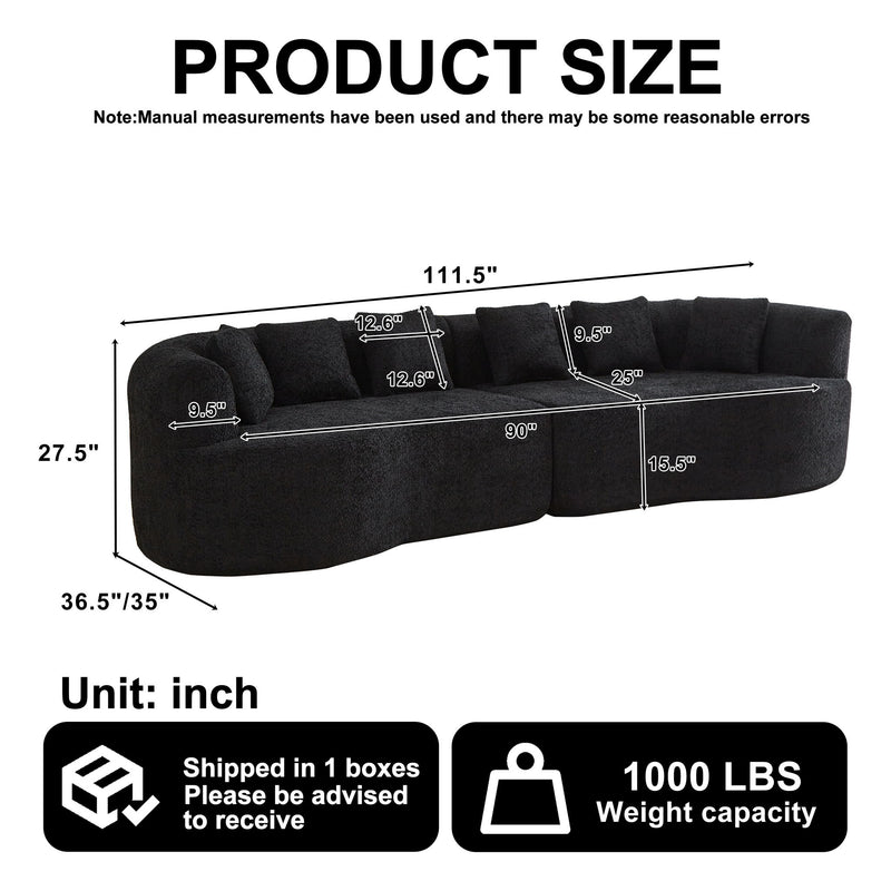 Curved Sectional Sofa With 6 Pillows