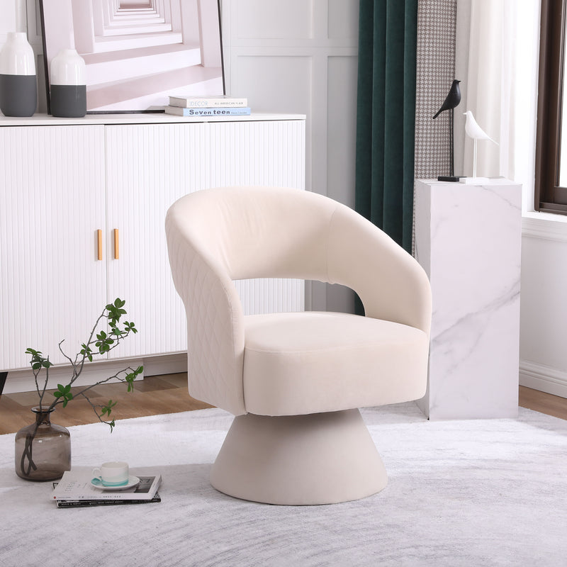 Round Barrel Swivel Accent Chair Armchair For Living Room