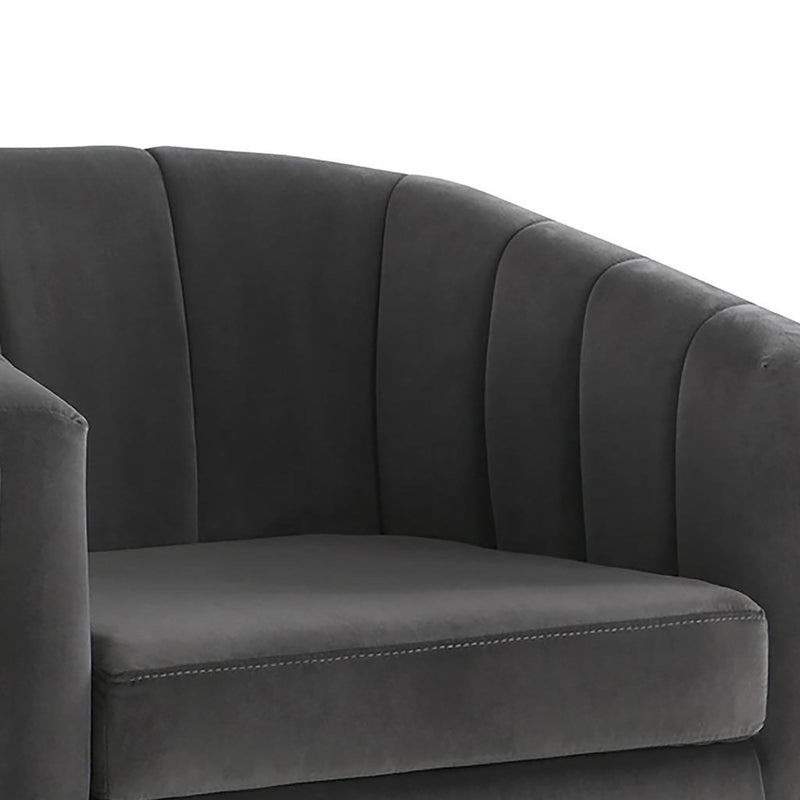 Tufted Barrel Accent Chair Upholstered Lounge Chair - Gray
