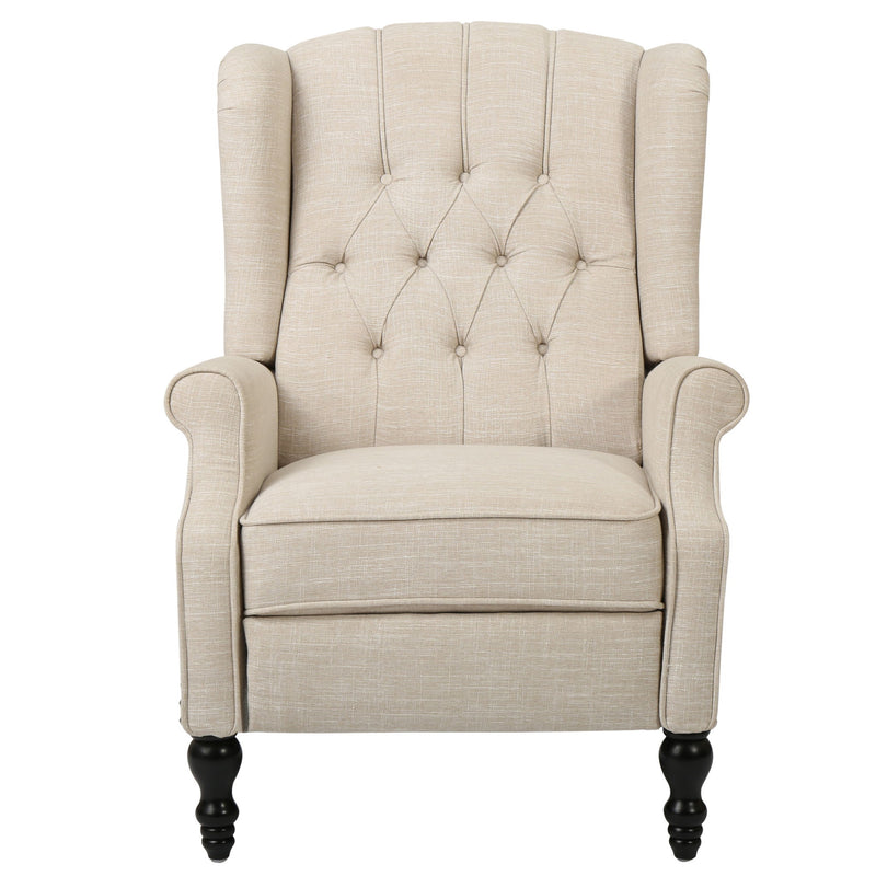 Armchair Recliner With Pushback Mechanism And Wingback Design