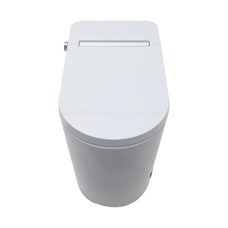 Smart Toilet With Bidet Built In, Auto Open & Close, Elongated Heated Seat, Foot Sensor Flush, LED Display, Warm Water Wash - White