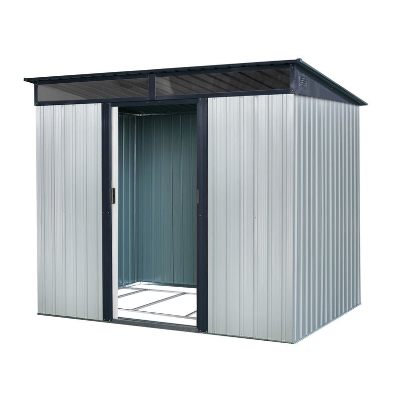 Outdoor Metal Storage Shed And Transparent Plate For Garden, Lawn