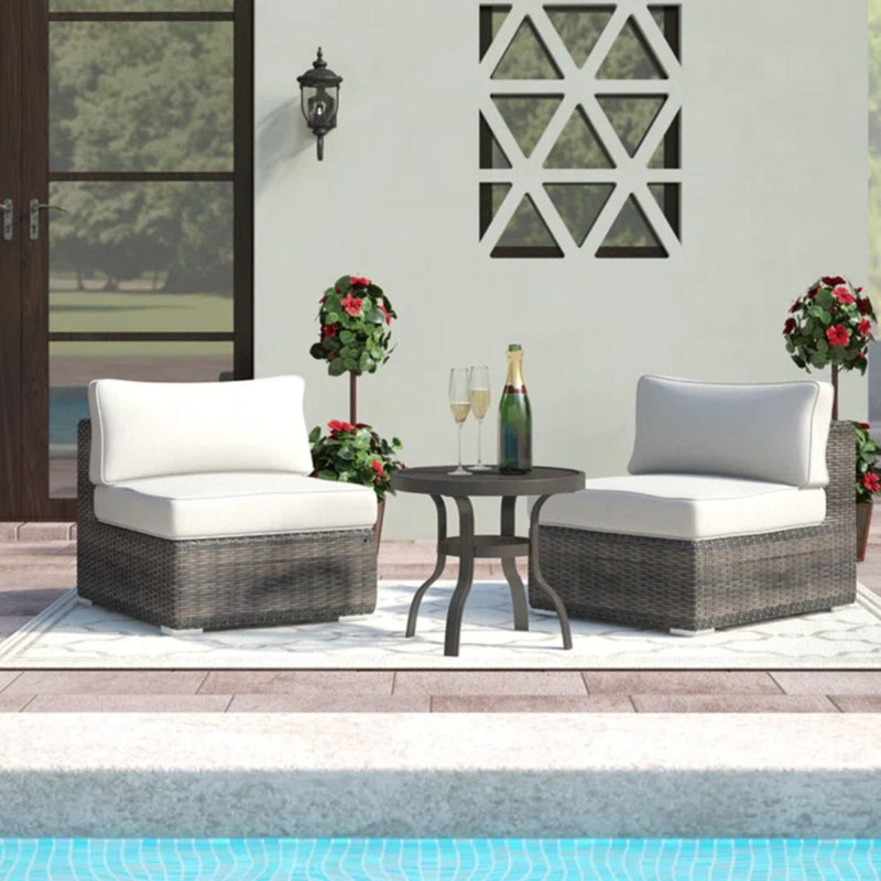 Wide Armless Outdoor Chairs With Cushions (Set of 2)
