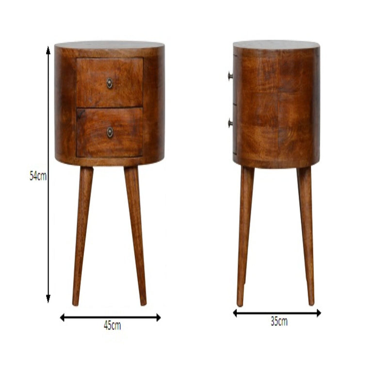 Rounded Bedside Table - Chestnut