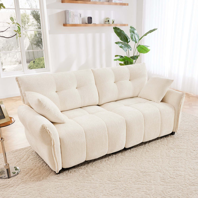 Modern Sofa & Pillows, Textured Cover, High Rebound Cushions
