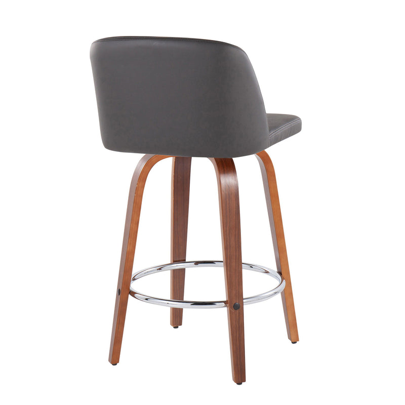 Toriano - Mid-Century Modern Fixed Height Counter Stool With Round Footrest (Set of 2)